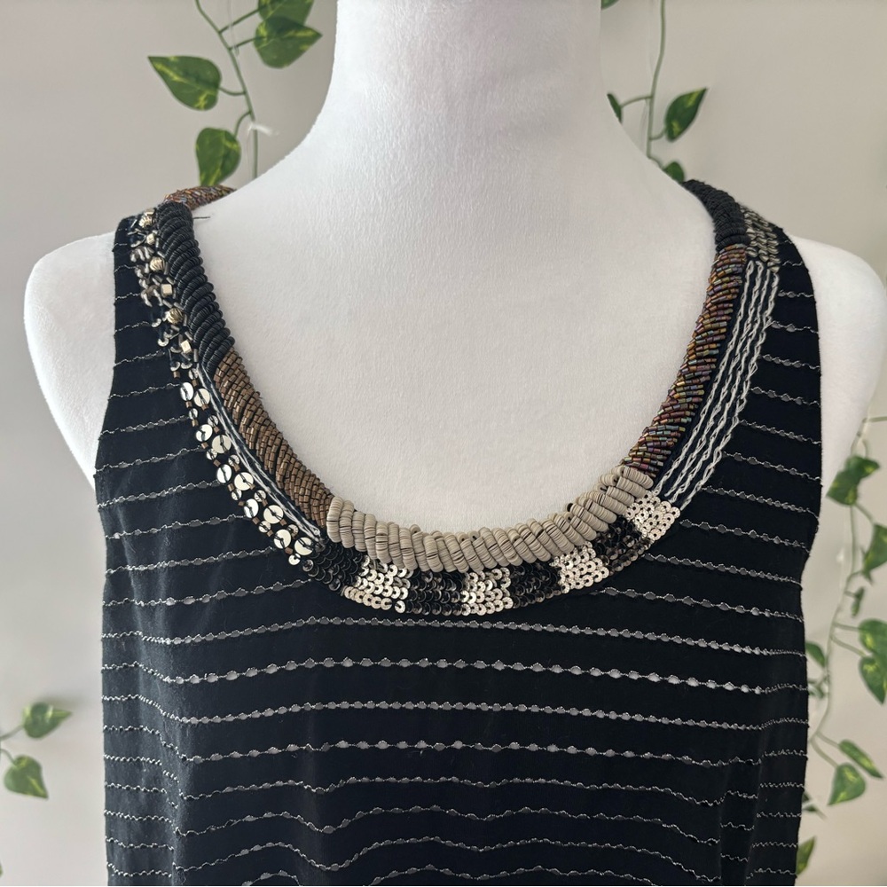 Free People Black Beaded Sleeveless Top